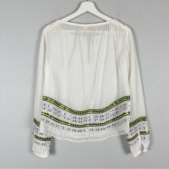 Tory Burch White Madeline Sequin Hem Blouse - Picture 6 of 15
